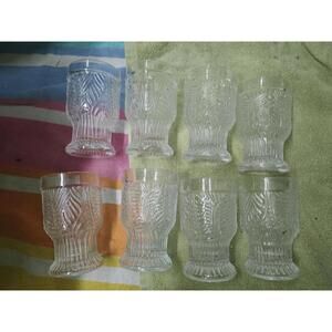 Dansk Bohemian Cocktail Glasses, Embossed Tapered Tumblers - 8 Pieces